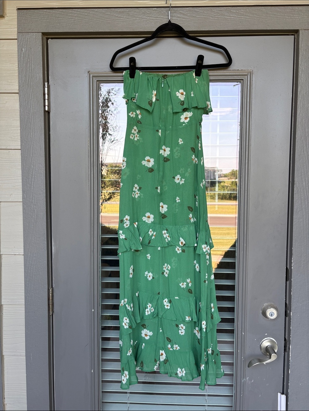 Reformation Indy Green Floral Strapless Midi Dress - Picture 7 of 12
